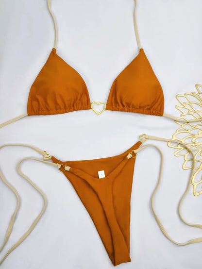White Cotton Lace-Up Bikini