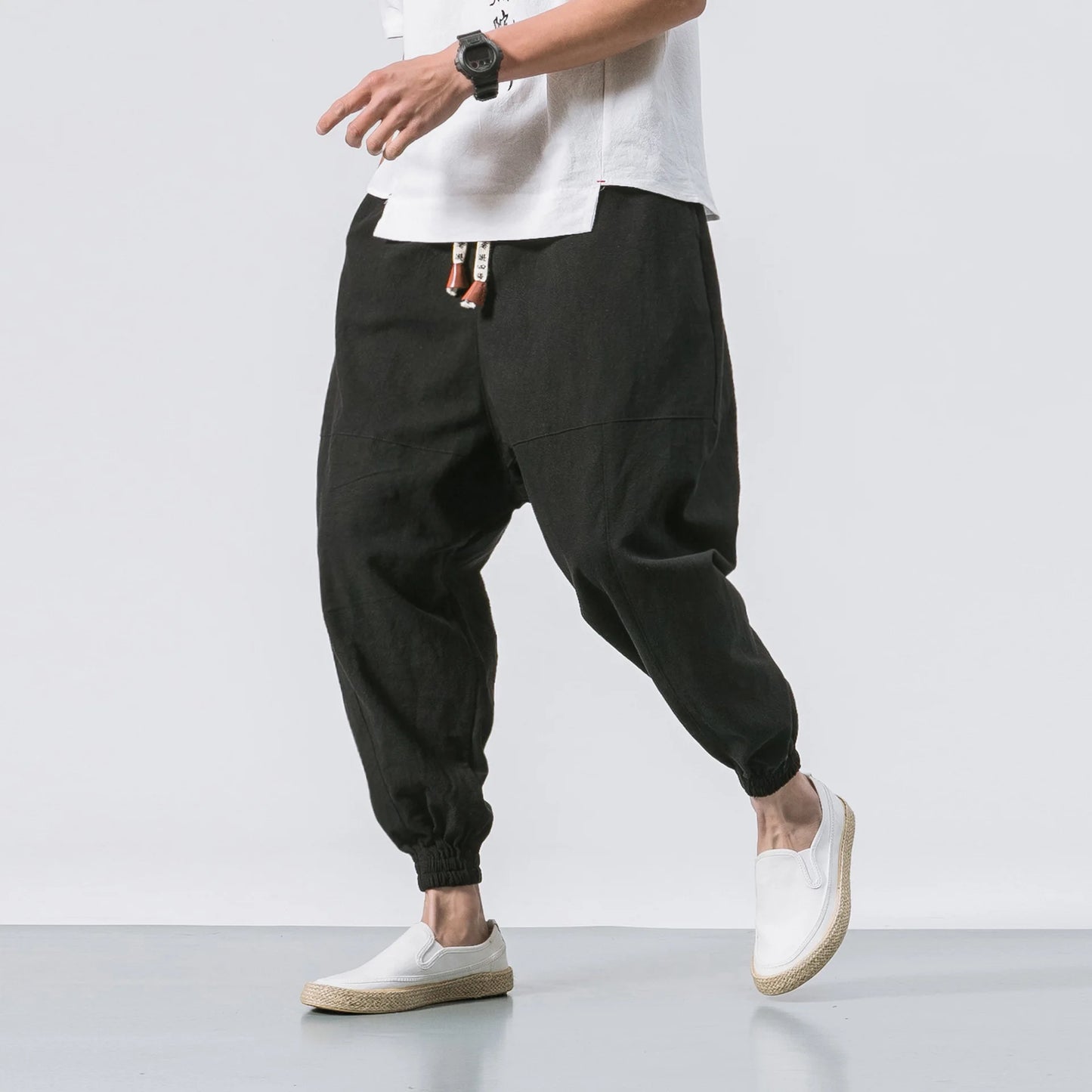 Loose Cotton Harem Pants Men