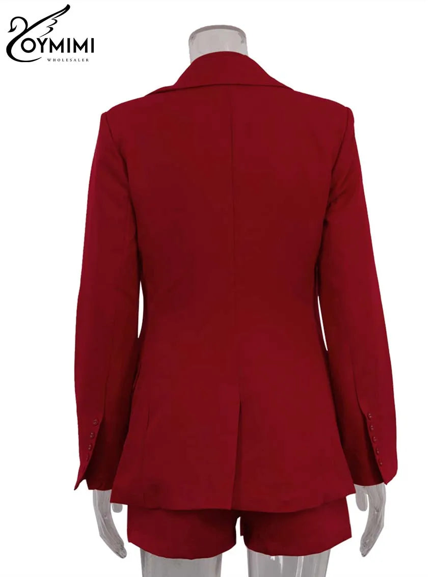 Red Blazer & Shorts Set