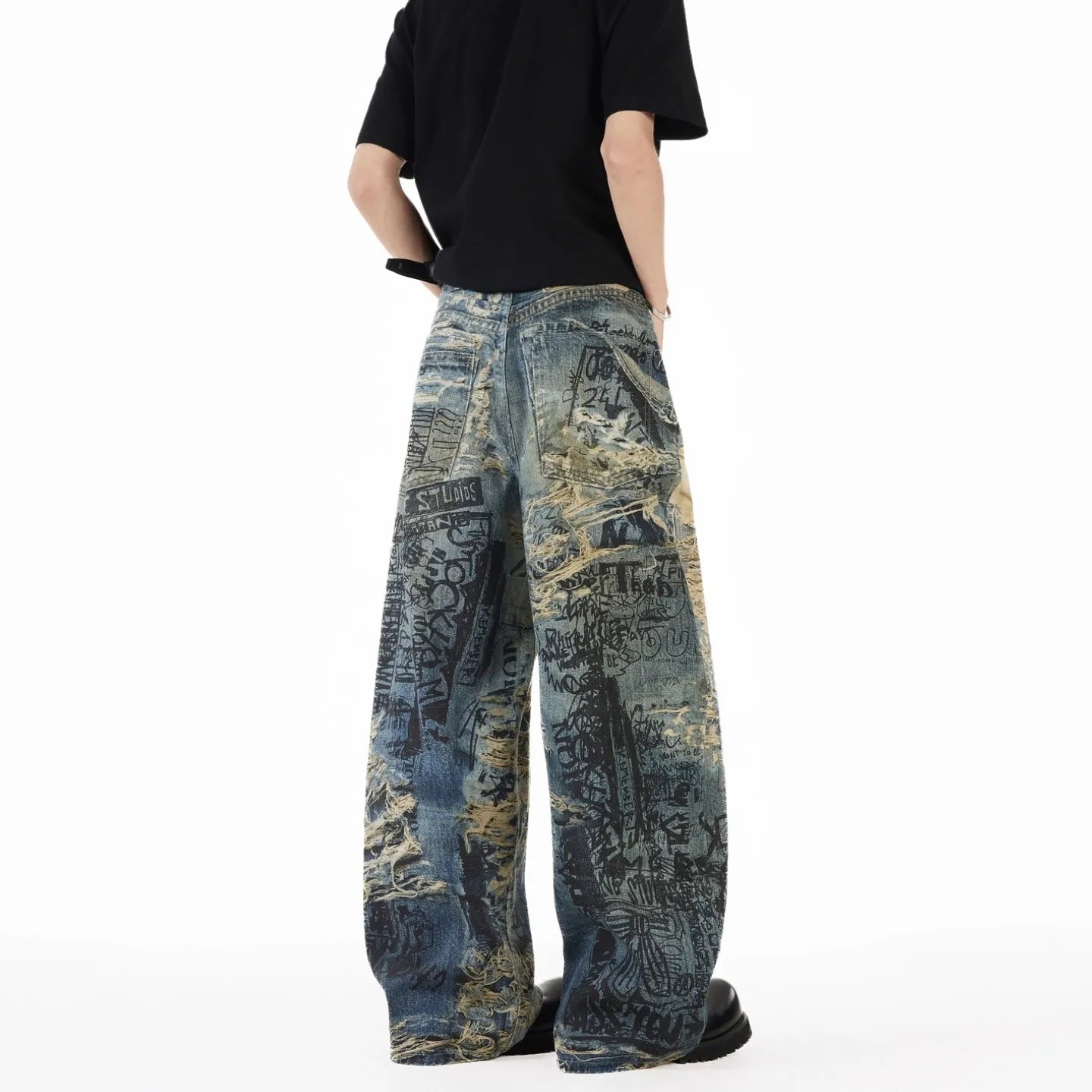 Y2K Printed Wide-Leg Jeans