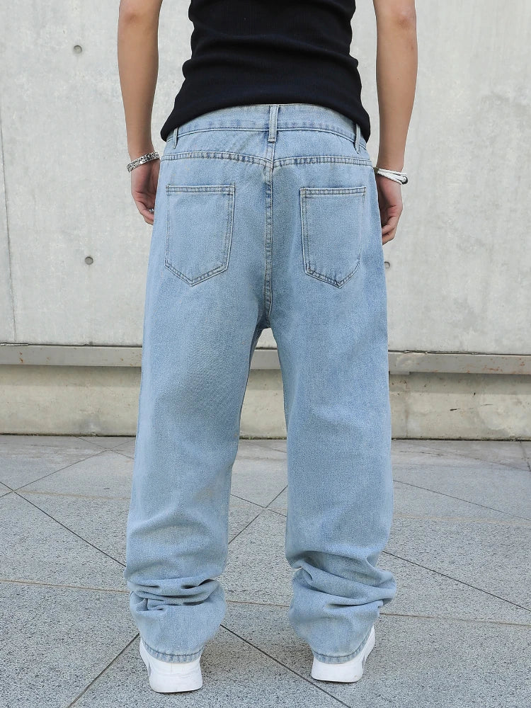 Men Loose Denim Wide Leg Jeans