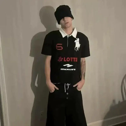 Embroidered Polo Tee Polyester Chicchar Fashion