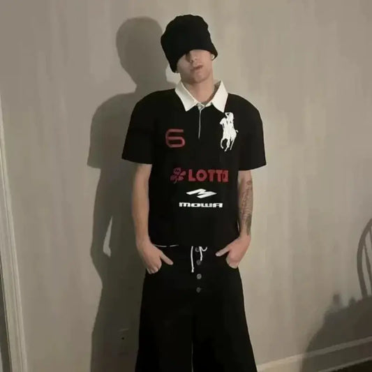 Embroidered Polo Tee Polyester Chicchar Fashion