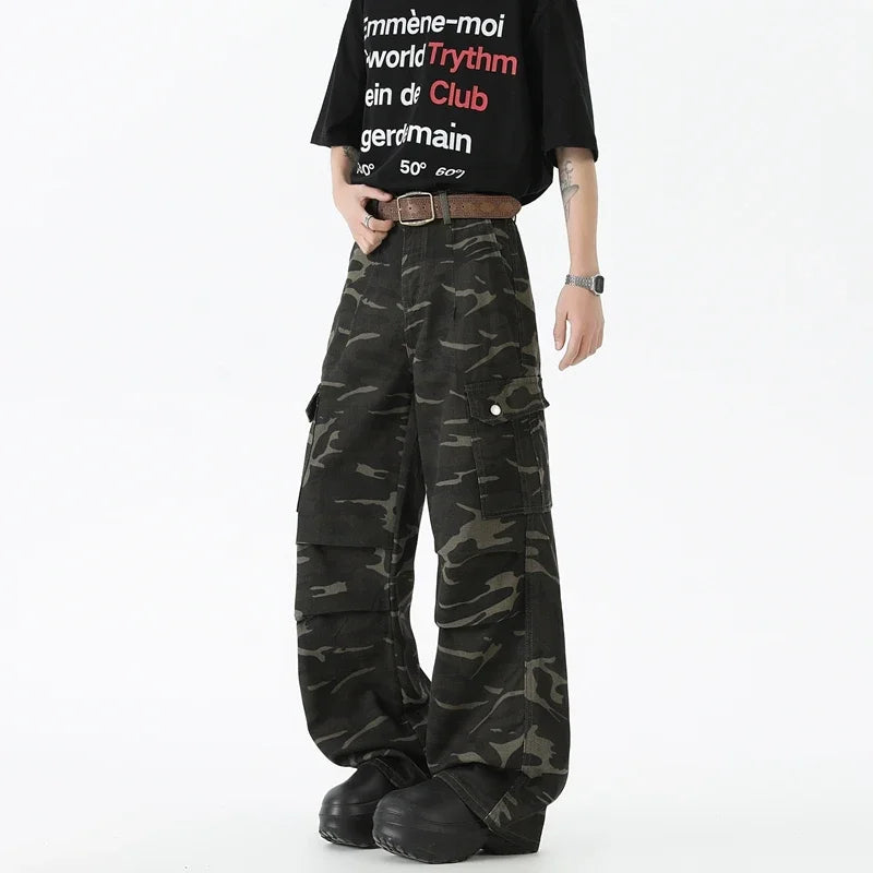Cotton Cargo Camouflage Jeans