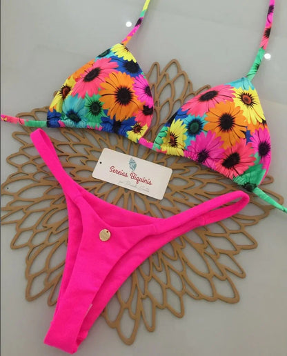 Halter Lace-Up Thong Bikini