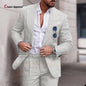 Sky Blue Linen Slim Suit