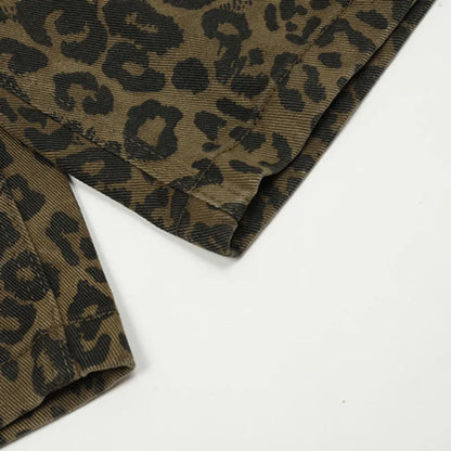 Leopard Denim Wide-Leg Jorts