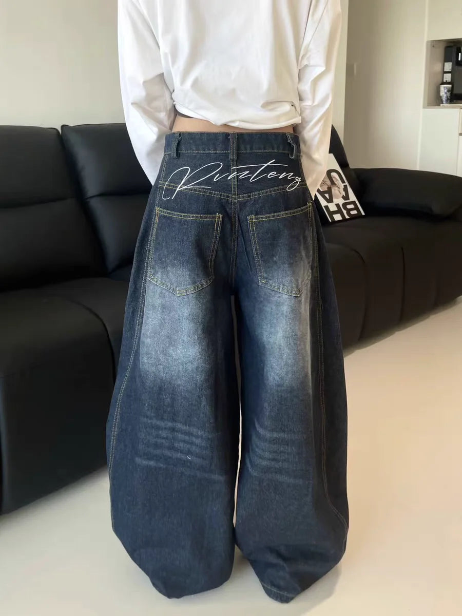 Y2K Blue Washed Baggy Jeans