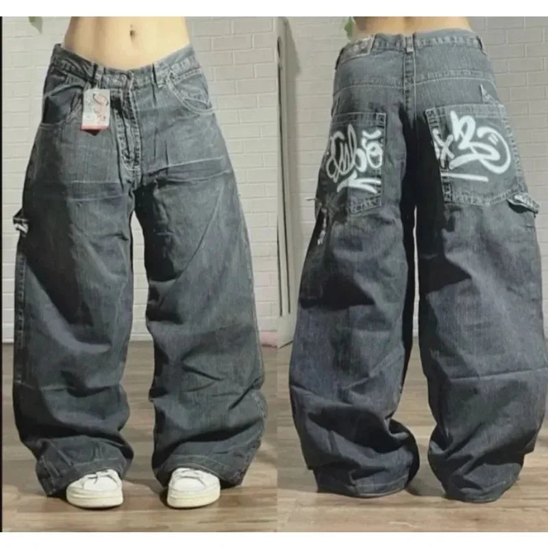 Y2K High Waist Embroidered Jeans