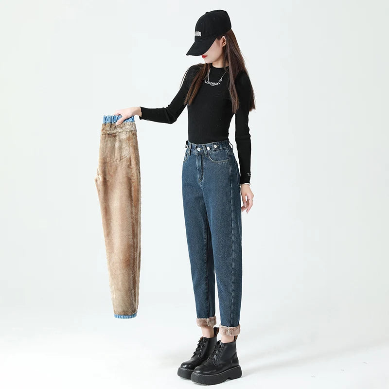 Y2K Fleece-Lined Baggy Jeans