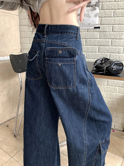 High Waist Blue Cotton Jeans