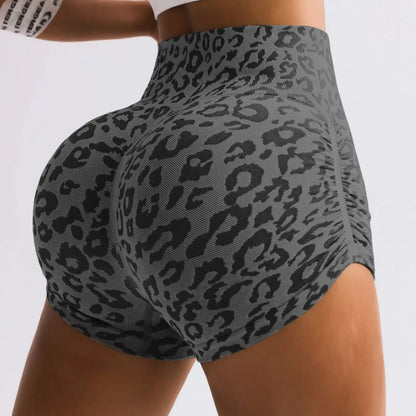 High Waist Leopard Yoga Shorts