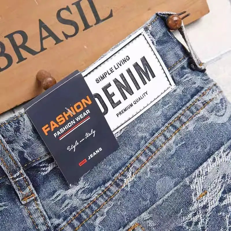 Dragon Embroidered Denim Shorts