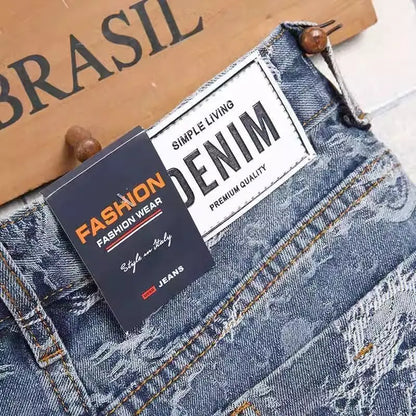 Dragon Embroidered Denim Shorts