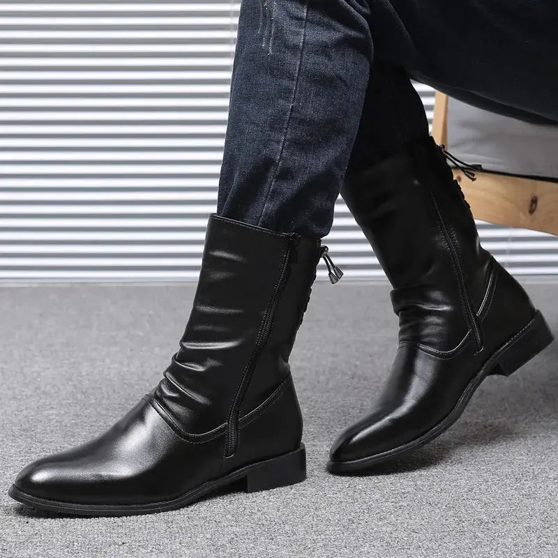 Winter Men Chelsea Boots Velvet High Top Ankle Dress Shoes Men Timberland Boot Wear Resistant Motorcycle Boots Botas De Hombre - Chicchar Fashion
