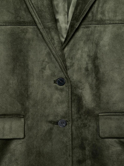 Faux Suede Blazer Shorts Set