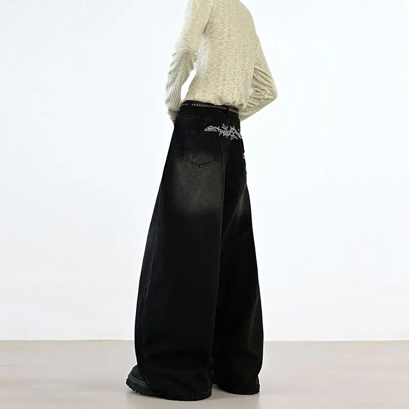 Y2K Embroidered Baggy Jeans