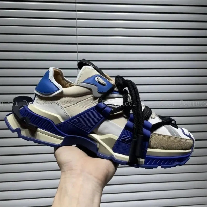 Big Size 35-46 Men Sports Shoes High Quality Women Patchwork Casual Sneakers Sports Running Shoes Lace Up Loafers Platform - Chicchar Fashion