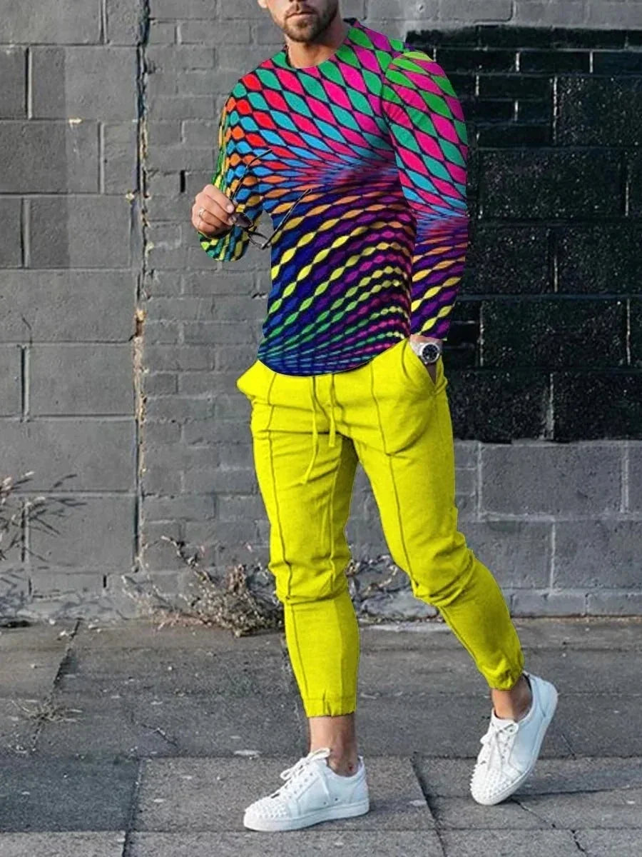 Men's 3D Print Polyester Set