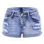 Split Denim Mid Waist Shorts
