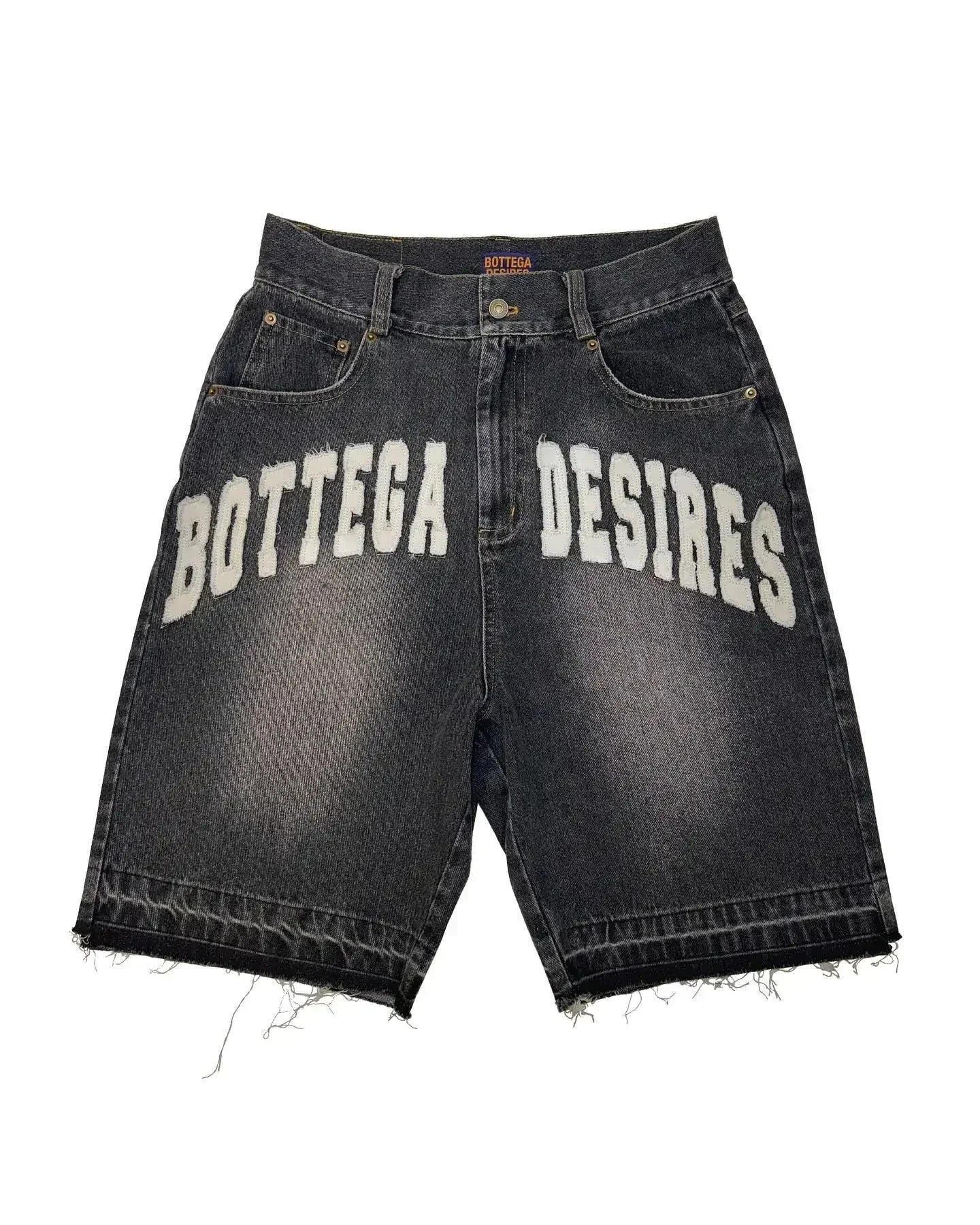 Retro Y2K Patch Denim Shorts - Unisex Casual Wear