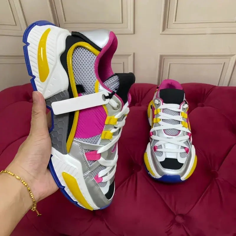 Fashion Sneakers Men Women Neutral Comfort Breathable Round Toe Flats Patchwork Thick Sole Outdoor Sports Casual Walking Shoes - Chicchar Fashion