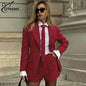 Red Blazer & Shorts Set
