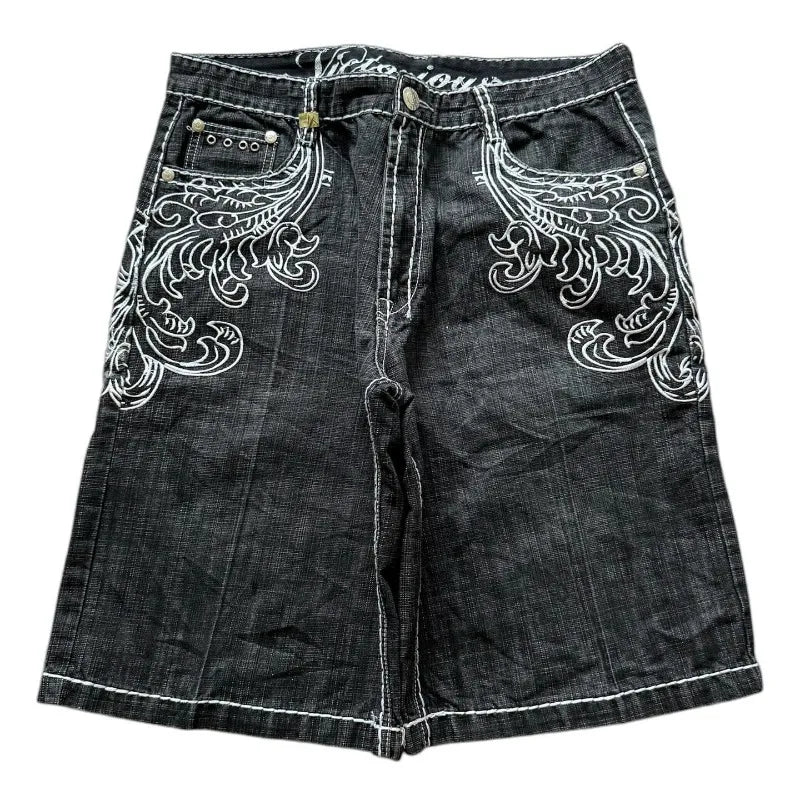 Gothic Cotton Denim Shorts