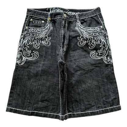 Gothic Cotton Denim Shorts
