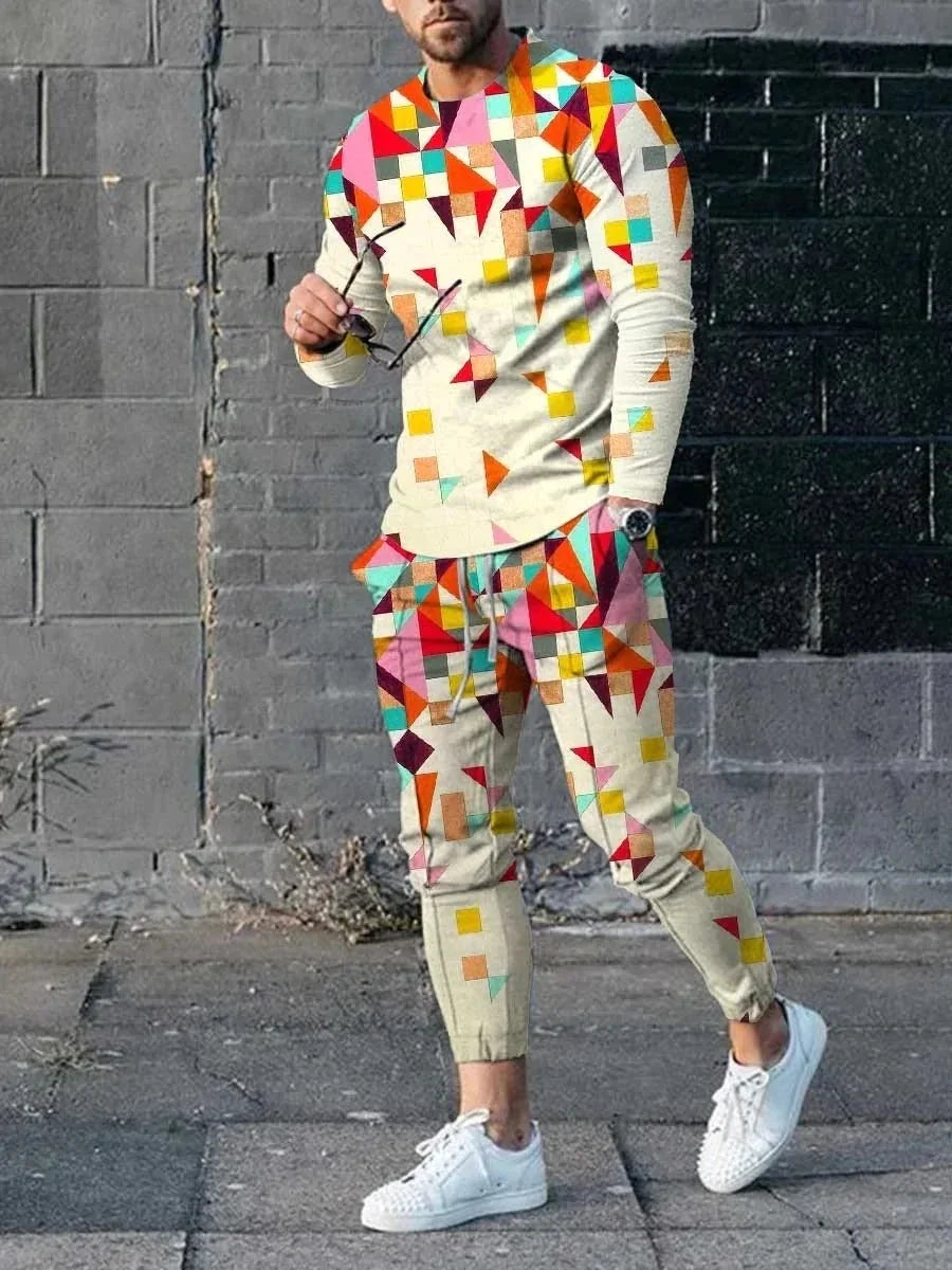 Men's 3D Print Polyester Set