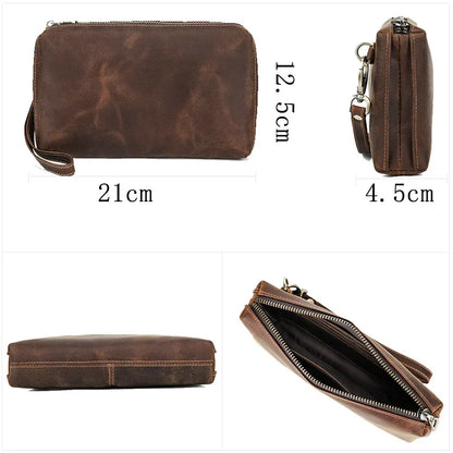 Vintage Men's Clutch Bag RFID Genuine Leather Clutch Wallet Bag Casual Long Purse Large Capacity Travel Handbag Male luxury bags - Chicchar Fashion
