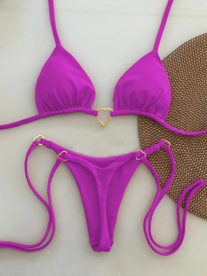 White Cotton Lace-Up Bikini