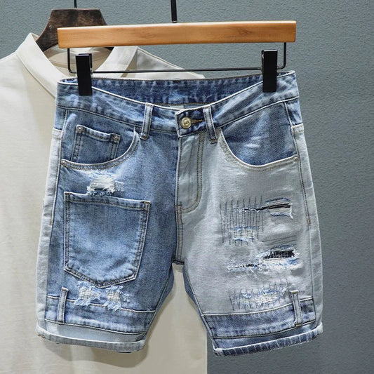 Ripped Denim Cargo Shorts