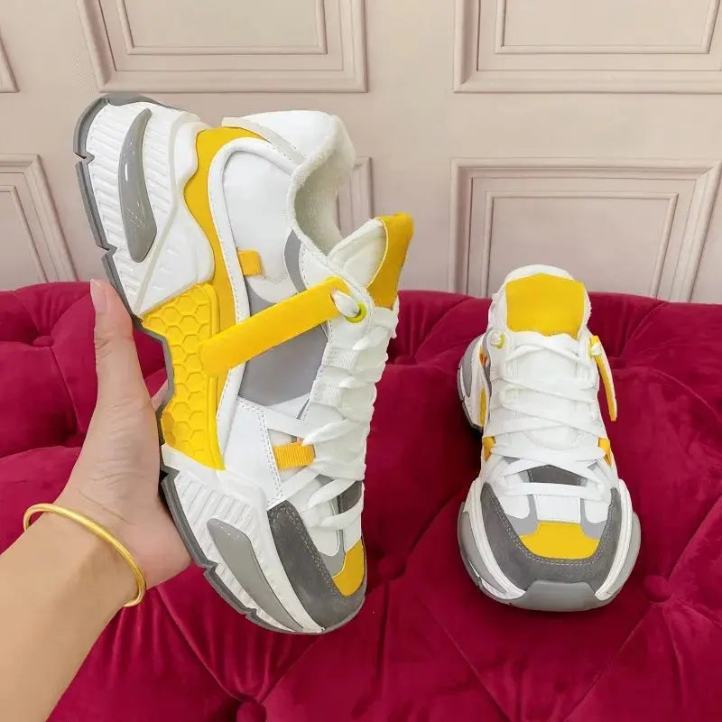 Fashion Sneakers Men Women Neutral Comfort Breathable Round Toe Flats Patchwork Thick Sole Outdoor Sports Casual Walking Shoes - Chicchar Fashion