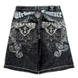 Baggy Embroidered Denim Shorts
