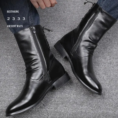 Winter Men Chelsea Boots Velvet High Top Ankle Dress Shoes Men Timberland Boot Wear Resistant Motorcycle Boots Botas De Hombre - Chicchar Fashion