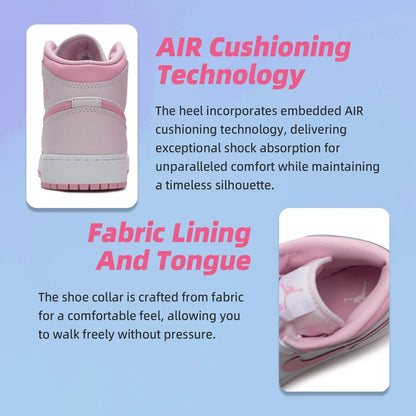 Nike Women's Shoes Air Jordan 1 Aj1 Pink and White Mid-Top Sneakers Cushioning Basketball Shoes Fashionable Casual Shoes Dq8423-600 - Chicchar Fashion