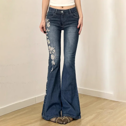 Y2K Floral Embroidered Jeans