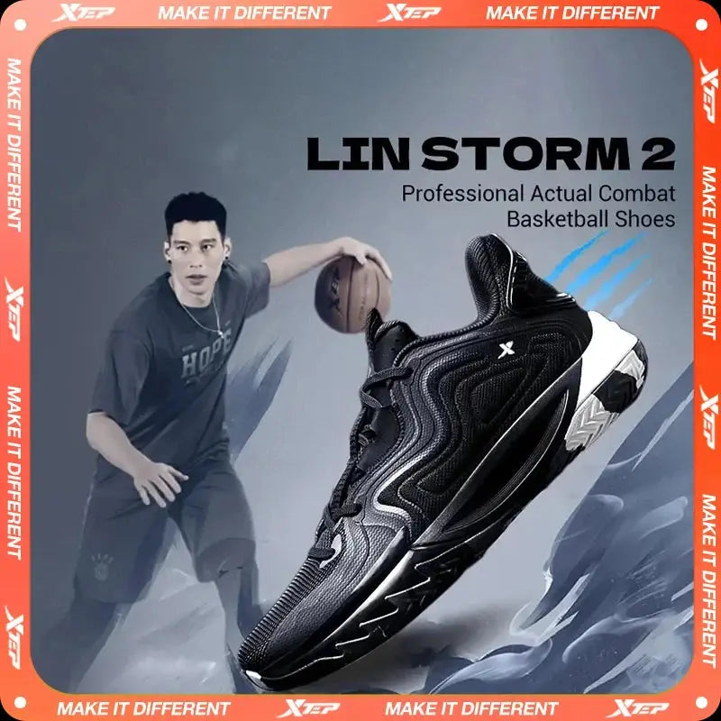Xtep Lin Storm 2 Basketball Shoes for Men 2025 Spring Non-slip Support Shock-absorbing Practical Sport Shoes 875119120001 - Chicchar Fashion