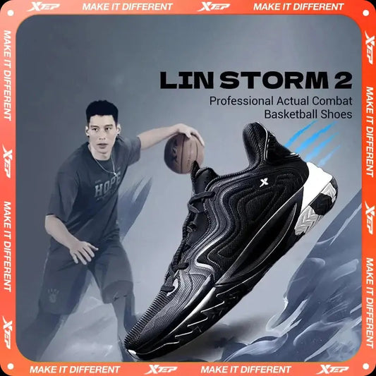 Xtep Lin Storm 2 Basketball Shoes for Men 2025 Spring Non-slip Support Shock-absorbing Practical Sport Shoes 875119120001 - Chicchar Fashion