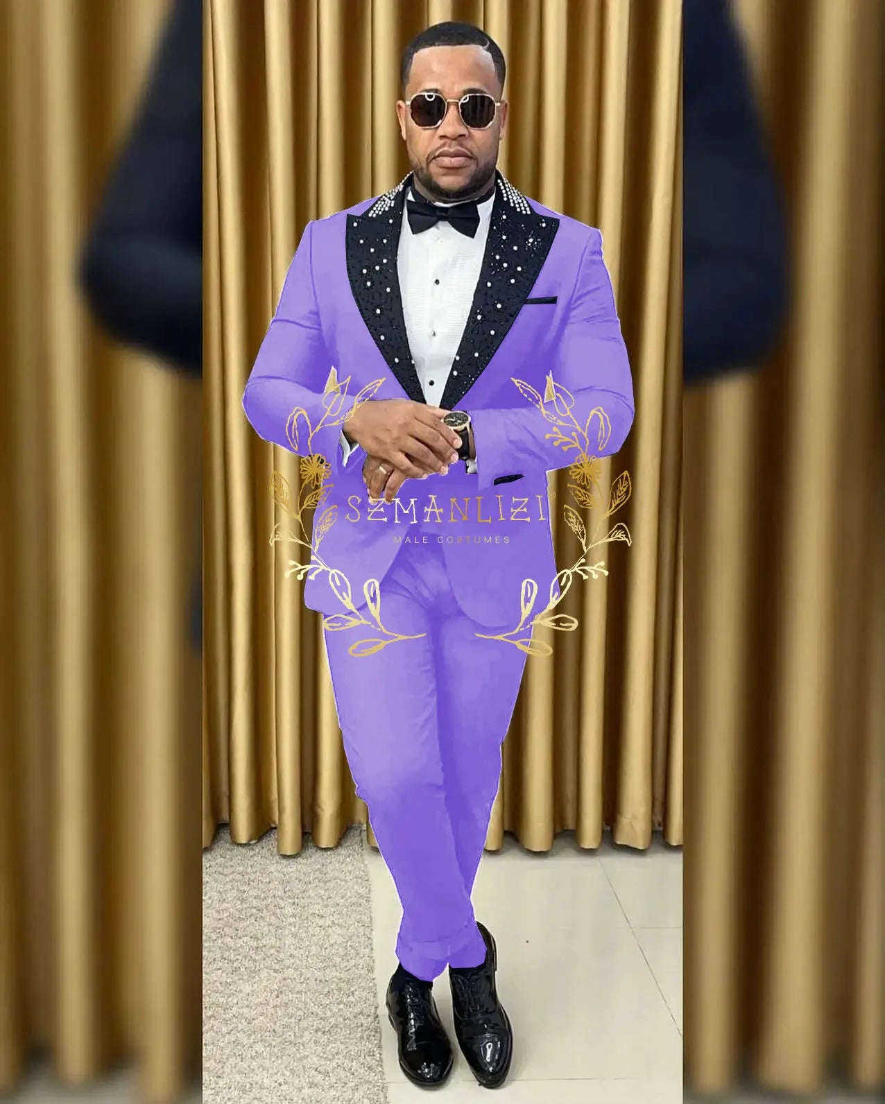 Black Beaded Lapel Tuxedo