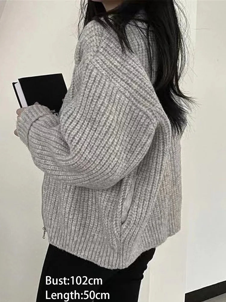 Zipper Knit Cardigan 102cm Chicchar Fashion