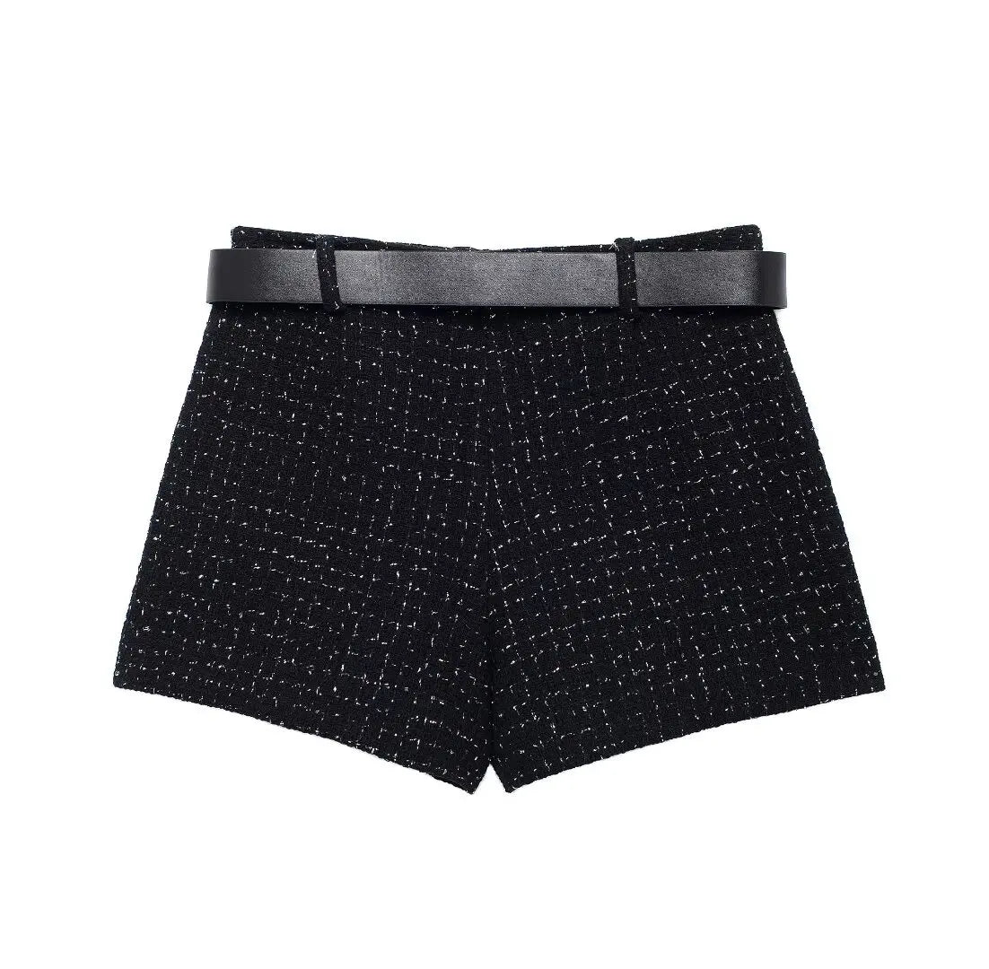 High Waist Textured Skort