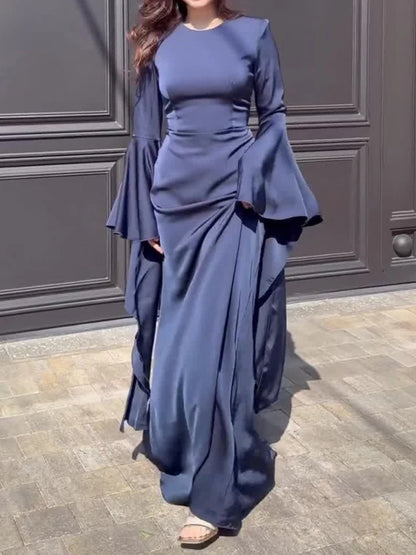 O-Neck Chiffon A-Line Dress