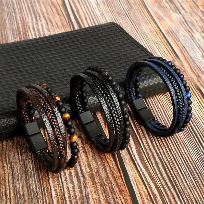 Tiger Eye Leather Wrap Bracelet - Chicchar Fashion