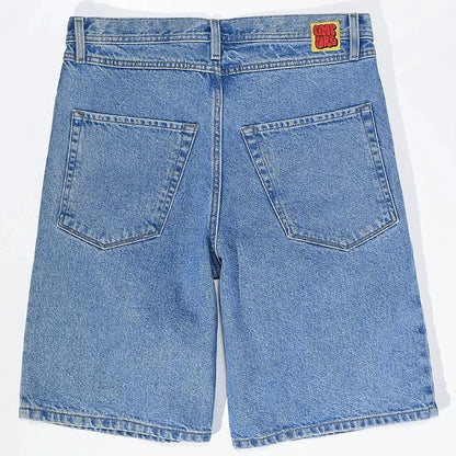 Wide Leg Denim Patch Shorts