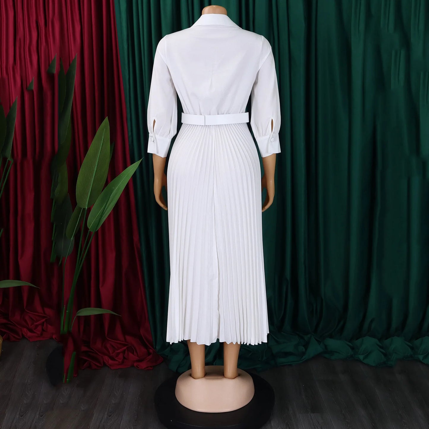 Pleated Polyester Office Dress