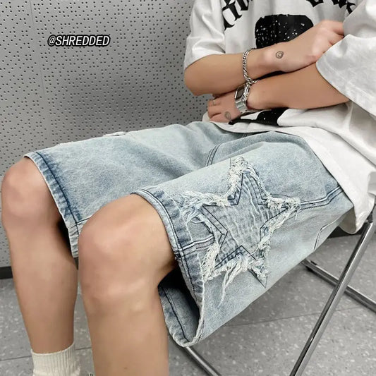 Men's Washed Denim-Style Short