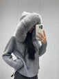 Oversized Hooded Knit Cardigan Chicchar Fashion