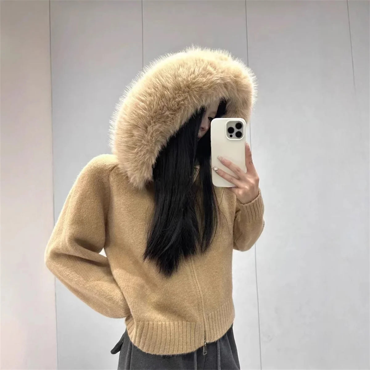 Oversized Hooded Knit Cardigan Chicchar Fashion